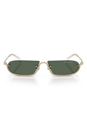 A|X Armani Exchange 58mm Irregular Semi Rimless Sunglasses in Matte Pale Gold/green at Nordstrom