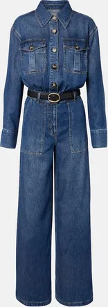 Self Portrait Belted denim jumpsuit