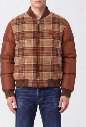 Dsquared2 Padded Check Wool-Blend Bomber Jacket with Ribbed Collar