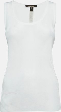 Roberto Cavalli White Jersey Lace Trimmed Tank Top M