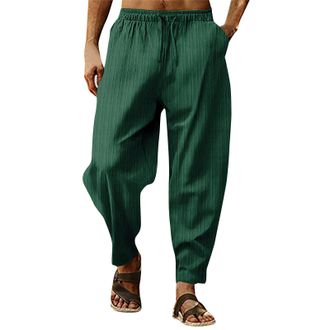 Generic Mens Casual Trousers Spring and Casual Trousers with Plain Striped Elastic Loose Trousers Fashion Jogging Bottoms, Gn2, 3XL