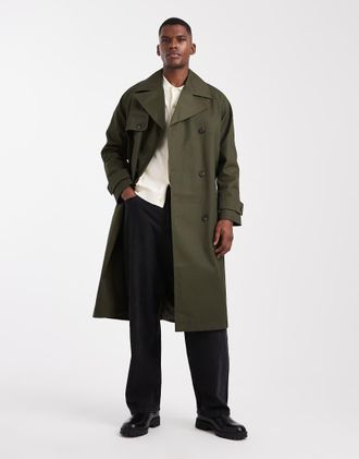 Asos Trench oversize color kaki-Verde