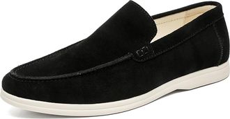 Generic Mens Suede Loafers Slip-On Dress Shoes Fashion Style Driving Shoes Classic Casual Oxford,Black,10 UK