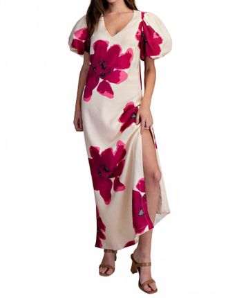 Glam Painted Flower Maxi Dress In White