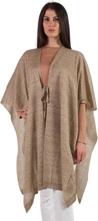 Missoni Gouden gesloten cape met strik - Dames - Ponchos - Bruin - ONE Size - Polyester - Jassen