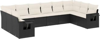 vidaXL Vidaxl - Set De Sof&aacute;s De Jard&iacute;n 10 Pzas Cojines Rat&aacute;n Sint&eacute;tico Negro