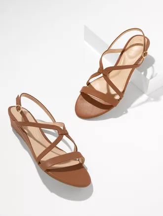 Talbots Capri Nappa Wedge Sandals - Jasper - 5 1/2 M Talbots