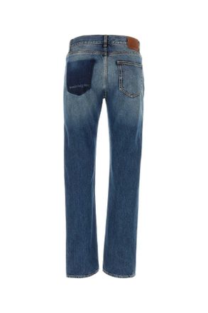Alexander McQueen Mens Denim Jeans Bluewashed Exterior: Cotton