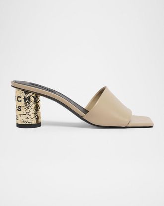 Givenchy 65mm Logo Heel Leather Mule Sandals