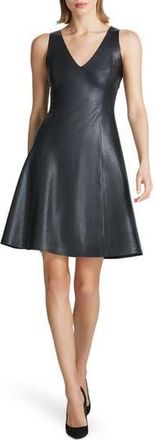 Commando V-Neck Faux Leather A-Line Dress in Black at Nordstrom Rack, Size X-Small