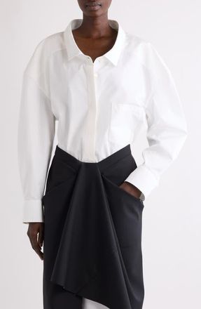 Givenchy Wide Collar Cotton Poplin Button-Up Shirt in White at Nordstrom, Size 4 Us