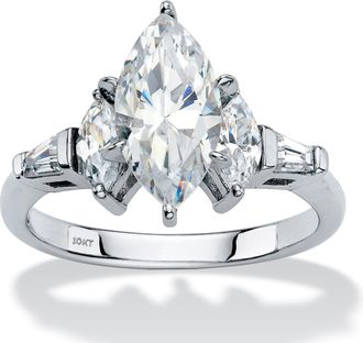 Palm Beach Jewelry 2.76 Cttw Solid 10k White Gold Marquise-Cut Cubic Zirconia Engagement Ring