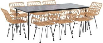 vidaXL Juego De Comedor De Jard&iacute;n 9 Piezas Rat&aacute;n Sint&eacute;tico Vidaxl