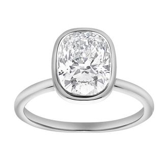 LuvMyJewelry Novae 2.5CT Cushion Cut Bezel Lab Diamond Engagement Ring 14K Gold in 14K White Gold at Nordstrom, Size 7