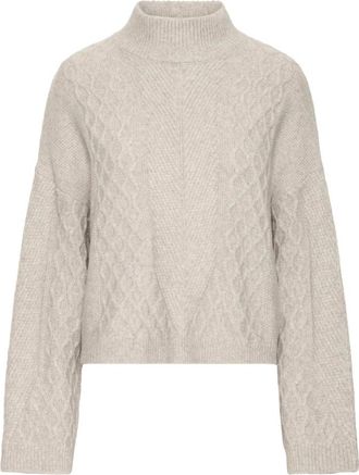 Ichi Ihmylle LS6 Strik - Dames - Coltruien - Beige - L - Leer - Truien & Vesten
