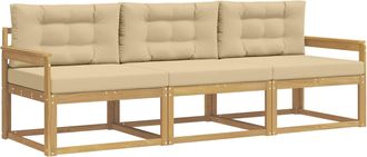 vidaXL Conjunto De Sof&aacute;s De Exterior 3 Uds. Y Beige Poli&eacute;ster Vidaxl