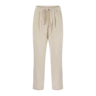 Herno Straight Trousers, female, Beige, Size: L Drawstring Waist Pleated Pants