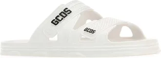 GCDS Unisex White Rubber Gcds Slippers Biancoottico Flat Shoes