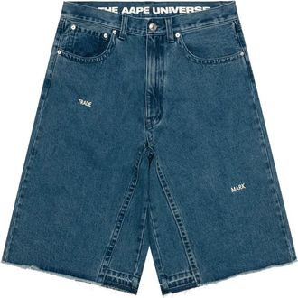 Aape By A Bathing Ape Shorts denim con frange - Blu