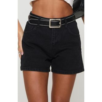 Princess Polly Saldana Washed Denim Shorts in Black at Nordstrom Rack, Size 10