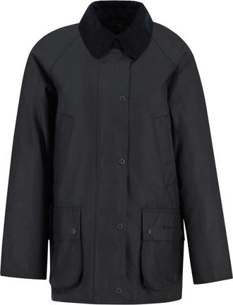 Barbour Navy Wax Jacket voor stijlvolle uitstraling - Dames - Zomerjassen - Blauw - S - Jassen