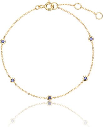 Lily & Roo Solid Gold Five Stone Sapphire Bracelet