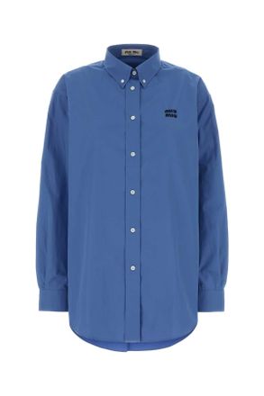 Miu Miu Cerulean Poplin Oversize Shirt