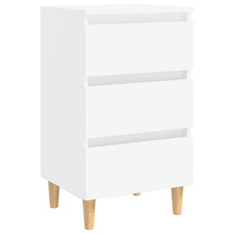 vidaXL Vidaxl - Mesita De Noche Con Patas De Madera Maciza Blanca 40x35x69 Cm