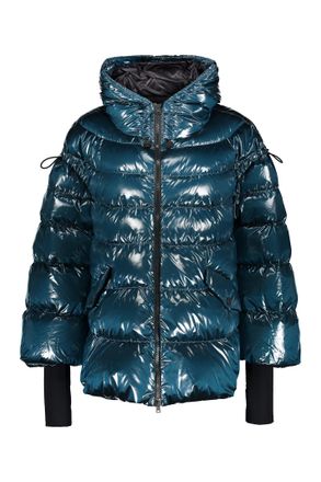 Herno Hooded Down Jacket With Shiny Zip Effect