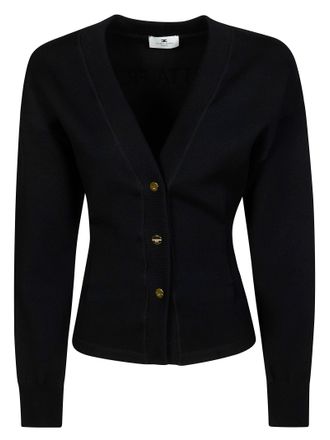 Elisabetta Franchi Fitted Black Deep V Cardigan