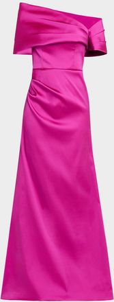 Teri Jon One-Shoulder Stretch Mikado Gown