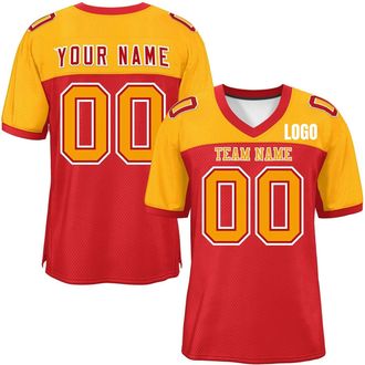 Generic Personalised American Football Jersey for Adult Kids Custom Mesh Polyester Football Shirt with Name Number 7 9 Retro Striped Short Sleeves Breathable 