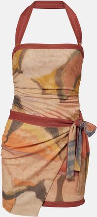 Sir. Printed halterneck mesh minidress