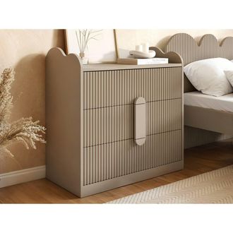 Flair Calista Ribbed Chest of 3 Drawers in Beige