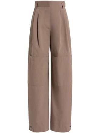 Alberta Ferretti Wide-Leg Trousers with Pleated Front and Seam Accents
