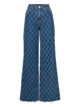 Veronica Beard diamond-pattern wide-leg jeans - women - Cotton - 26 - Blue