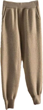 Generic Womens Woolen Knitted Sweatpants Winter Wide-Leg Joggers with Ankle Banded Cuffs, Sports Pants Casual Trousers