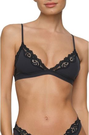 SKIMS Fits Everybody Corded Lace Triangle Bralette in Onyx at Nordstrom, Size X-Large