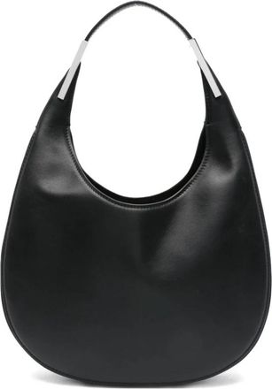 Savette Gebogen Top Handvat Tas in Zwart - Dames - Schoudertassen - Zwart - ONE Size - Leer - Tassen