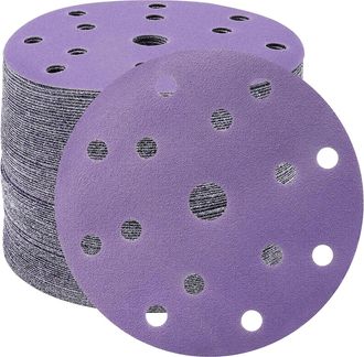 OEM Discos Abrasivos De 150 Mm, Papel De Lija De Grano 100, 50 Piezas, 15 Agujeros, Discos De Lijado Para Lijadoras Orbitales Aleatorias (morado)