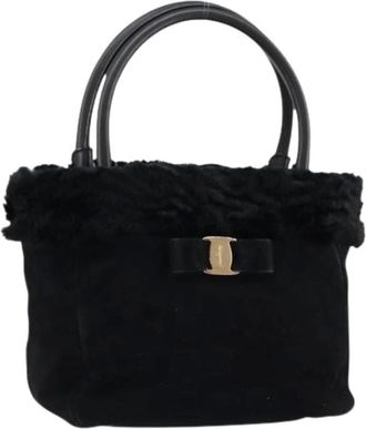 Ferragamo Pre-owned Handbags, female, Black, Size: ONE SIZE Pre-owned Suede Handbag