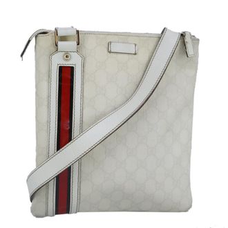 Gucci Sherry Line Shoulder Canvas White Pvc Handbag (Pre-Owned)
