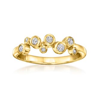 RS Pure by Ross-Simons Bezel-Set Lab-Grown Diamond Zigzag Ring in 18kt Gold Over Sterling