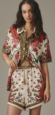 Farm Rio Wonder Rio Linen Blend Drawstring Shorts