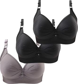 Generic Anti Sagging Bras for Older Women 3 Pack Bras for Sagging Breasts Wireless Push-Up Bra Super Gather Wire-Free Push-Up Bra Ladies Non Wired Full Covera