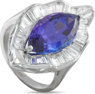Luxury Bazaar Platinum 1.80ct Diamond and Tanzanite Ring MF26-122325
