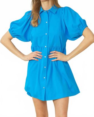 Entro Bubble Sleeve Mini Dress In Blue