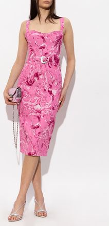 Versace Jeans Couture Strap Dress With barocco Pattern, Womens, Pink