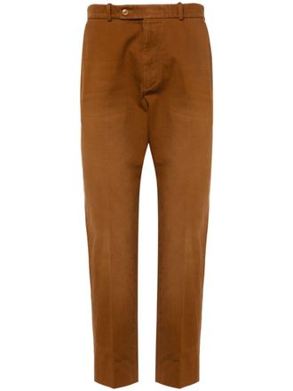 Gucci logo-patch trousers - men - Cotton/Cotton - 48 - Brown
