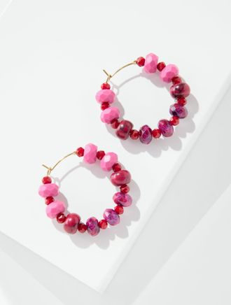 Talbots Rosaline Hoop Earrings - Beet Red / Gold - 001 Talbots
